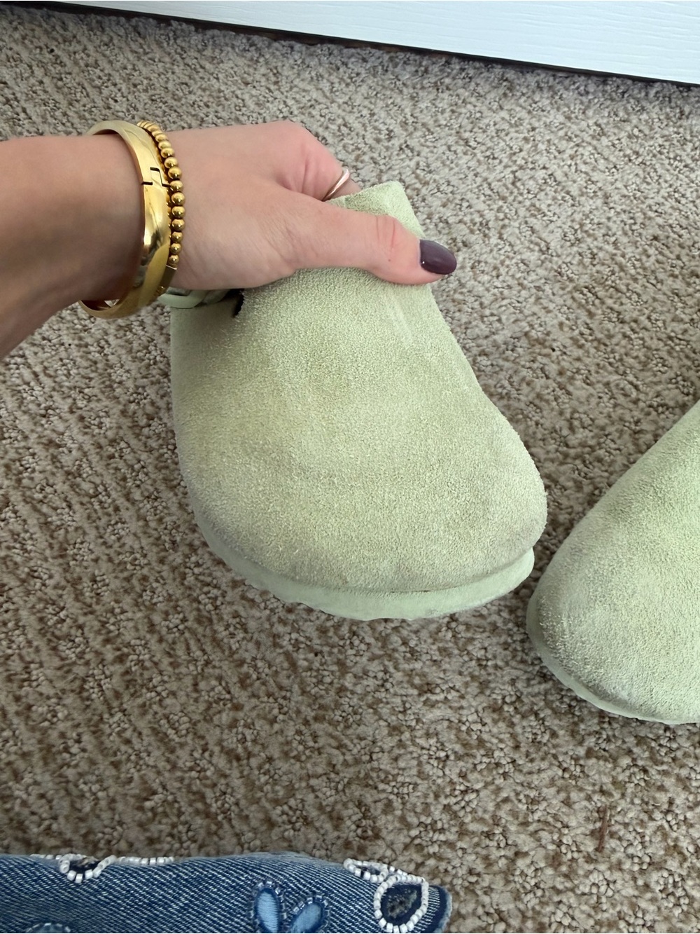Birkenstock Bostons Suede in Green - Picture 7 of 12